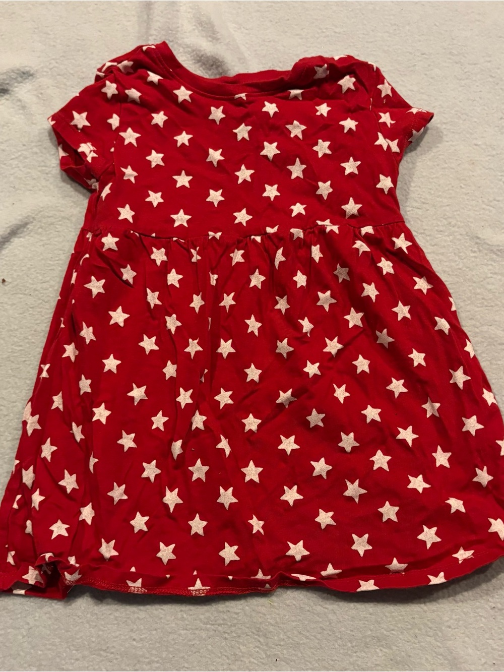 Old Navy Toddler Girls Stars 100% Cotton Fit & Flare Short Sleeve Dress Red 2T